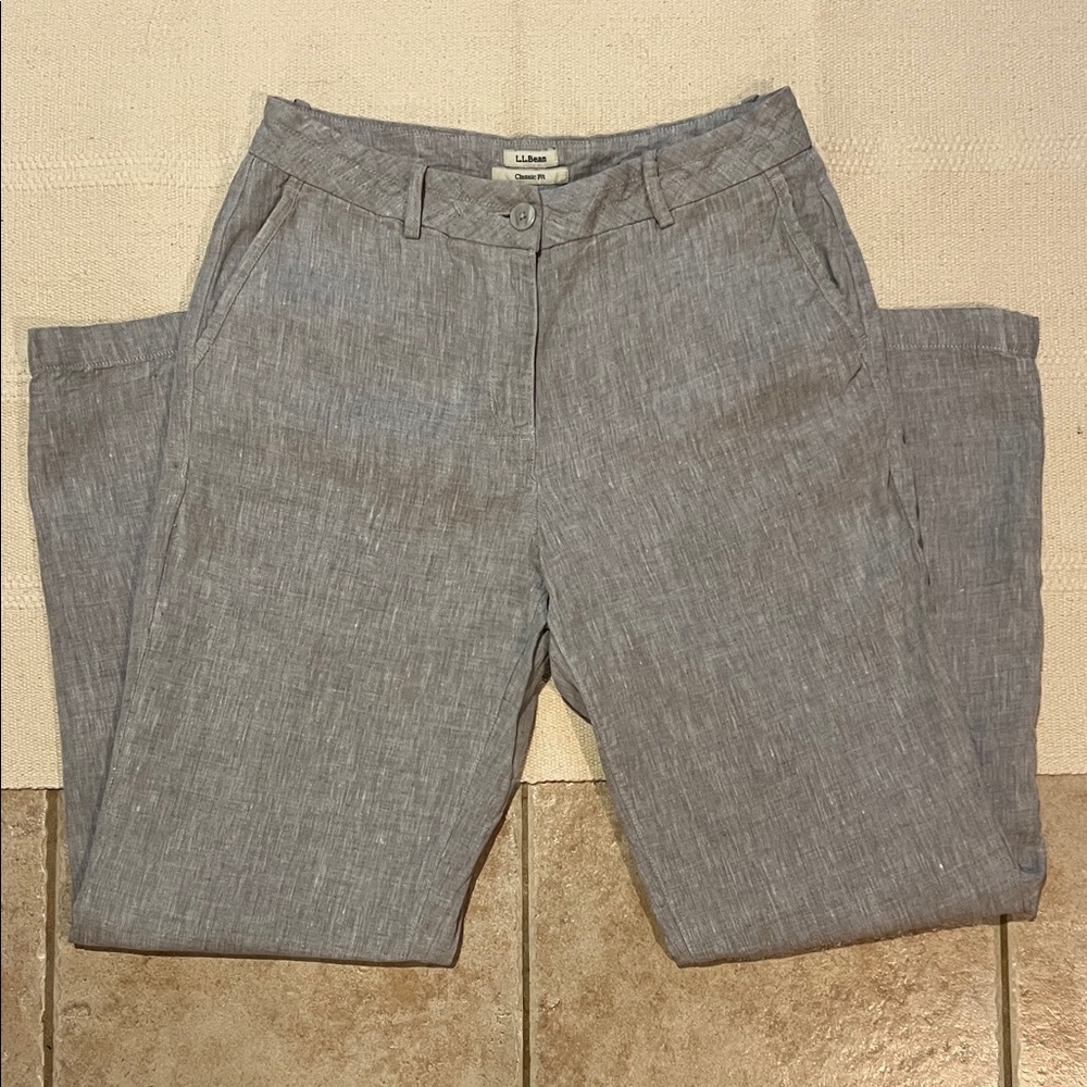 L.L. Bean Light Gray Linen Trousers